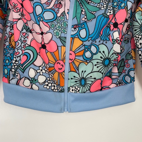 Adidas Girls Youth Floral Peace Sunshine & Flowers Track Jacket Size S (7/8) - Picture 4 of 12